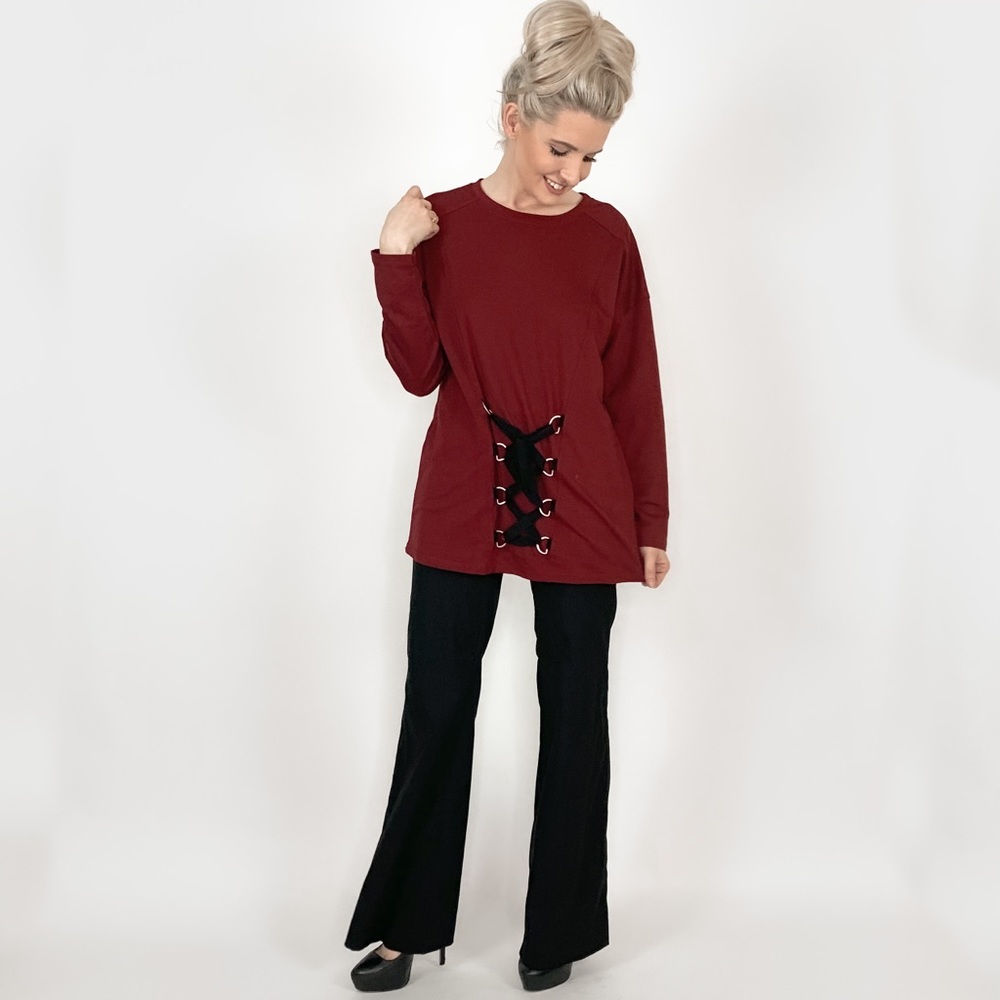 Burgundy Red Oversized Sweater Very J - Picture 3 of 8